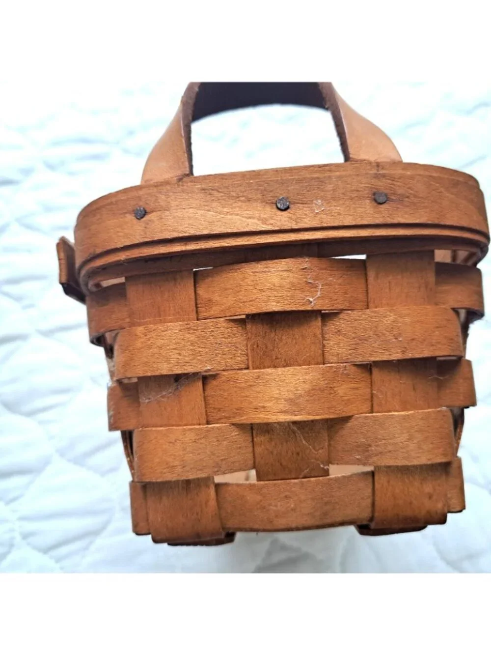 Longaberger Baskets Small Rectangle Basket w/Leather Handled 7